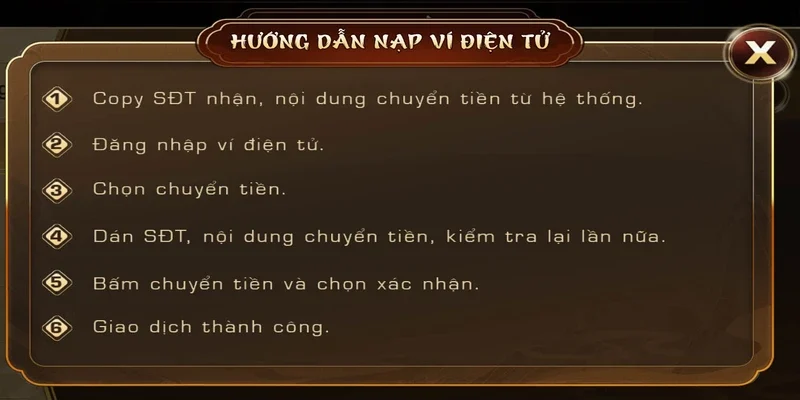 Nạp tiền qua ví điện tử